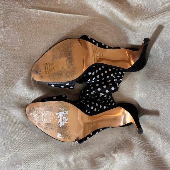 TED BAKER Sz 39.5 Seranad Polka Dot Heel Slip On Open Toe Bow Sandals Mules - Picture 7 of 10
